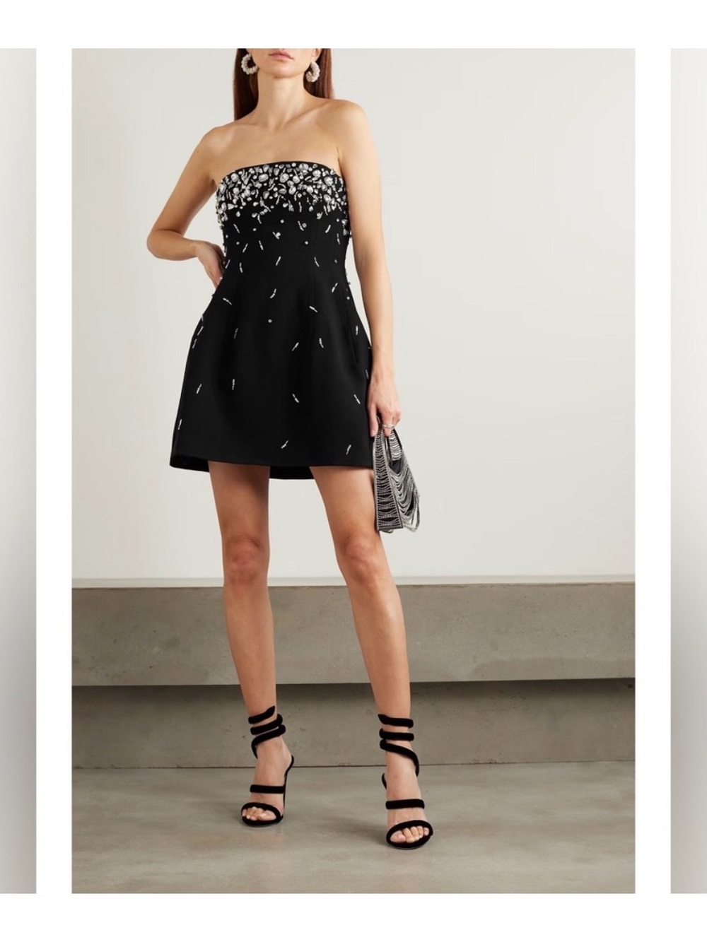 Strapless Black Cocktail Dress with Crystal Embellishment